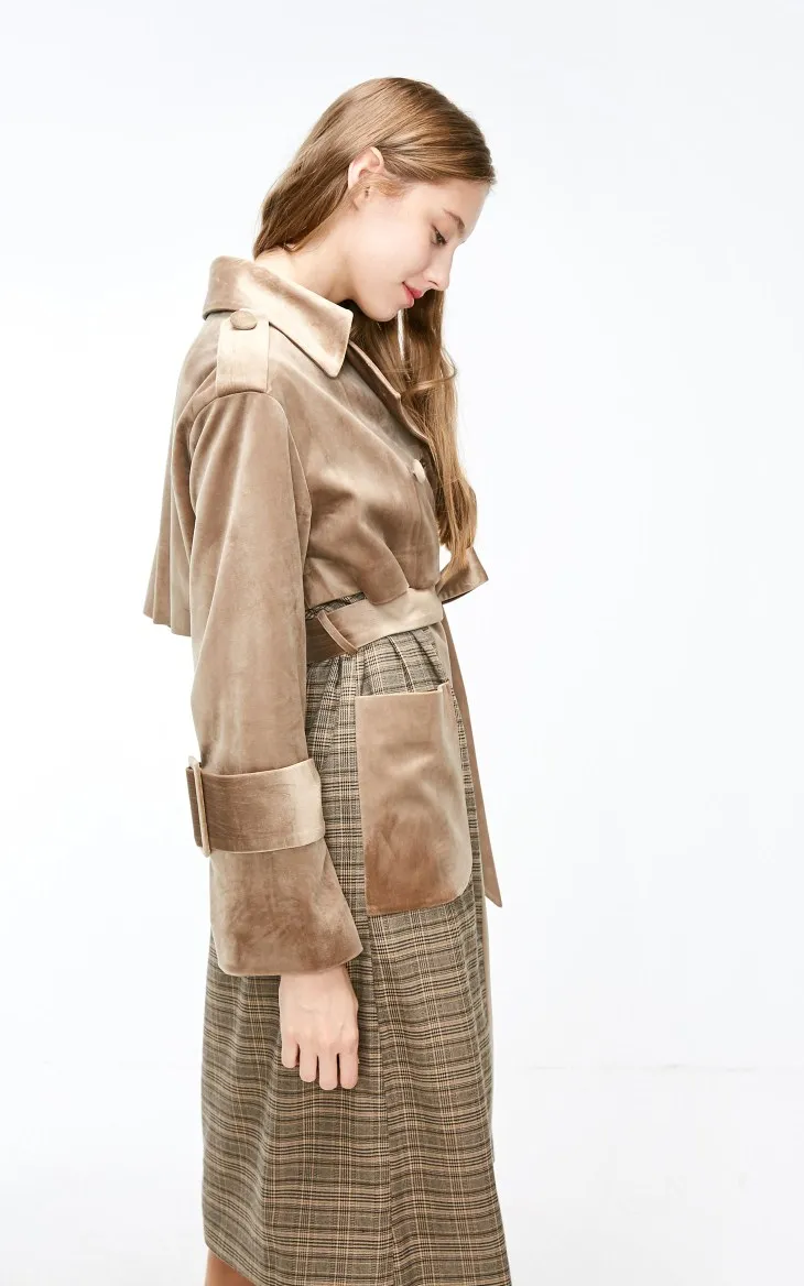 Vero Moda бархатный двубортный плащ в клетку кофта куртка женская| 318409507