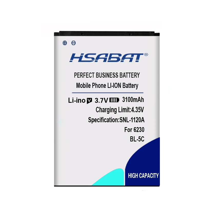 HSABAT 3100 мА/ч, BL-5C Батарея для Nokia C2-01 C2-02 C2-03 C2-06 X2-01 5130 XpressMusic 6230i 1108 1110 1112 1116 1200 1208 1209