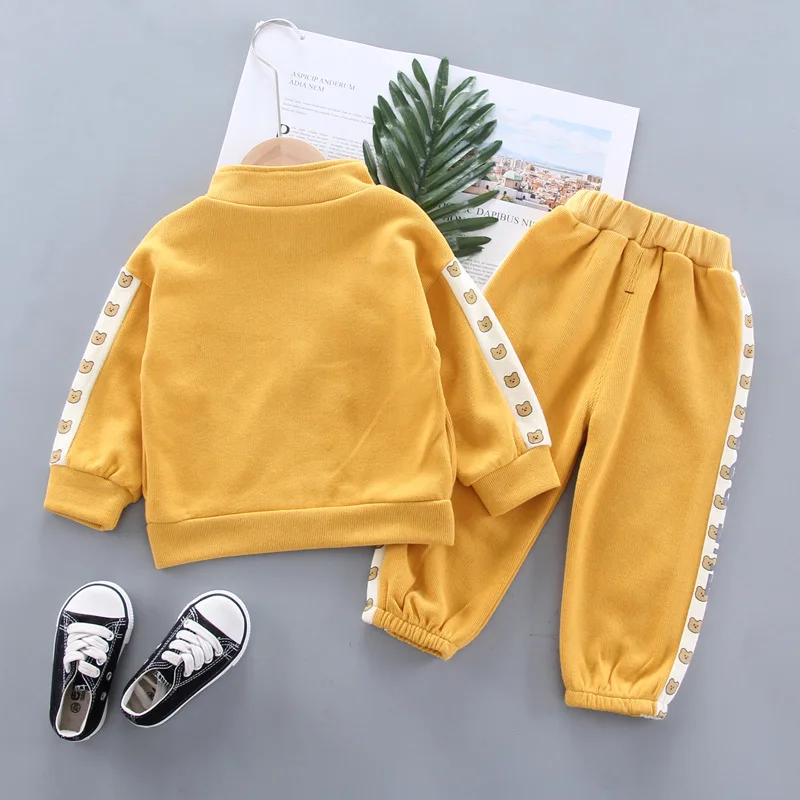 

New Casual Boys Clothing Set Spring Autumn Kids Girls Cartoon Bear Clothes Zipper Coat+pants Suits Toddler Boys Fashion Clothes