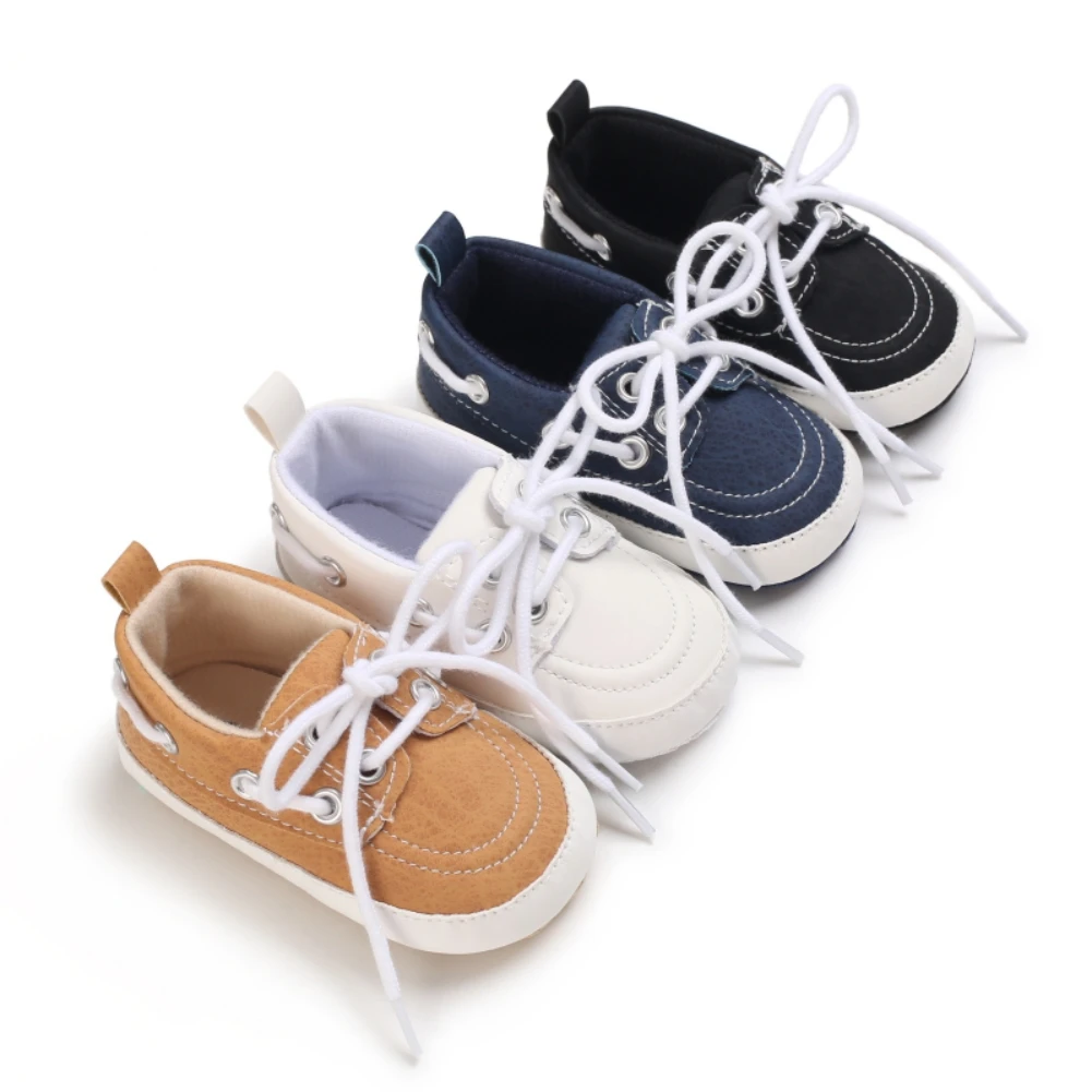 

Baby Girls Boys Shoes Soft Sole Infant Sneakers Solid Color Toddler Prewalker Newborn Cozy Lace-up First Walker Crib Shoes 0-18M