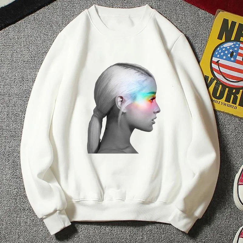 2021 Ariana Grande Sweatshirt Long Sleeve Round Neck Sweater for Women