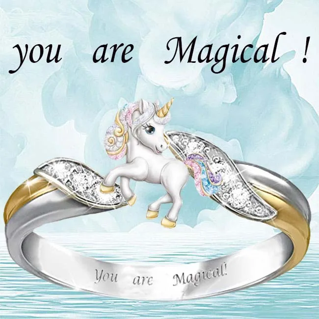 Милые кольца с радужным единорогом для женщин и детей кольцо мультяшным животным