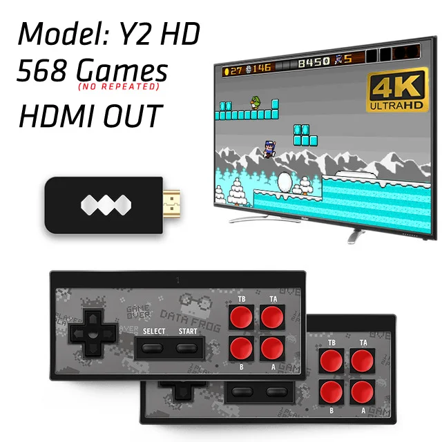 Ретро игровая консоль Беспроводная USB консоль поддержка ТВ выход Встроенный 620 классические видеоигры двойной ручной Gamepadsdropshipping - Цвет: Y2 HDMI