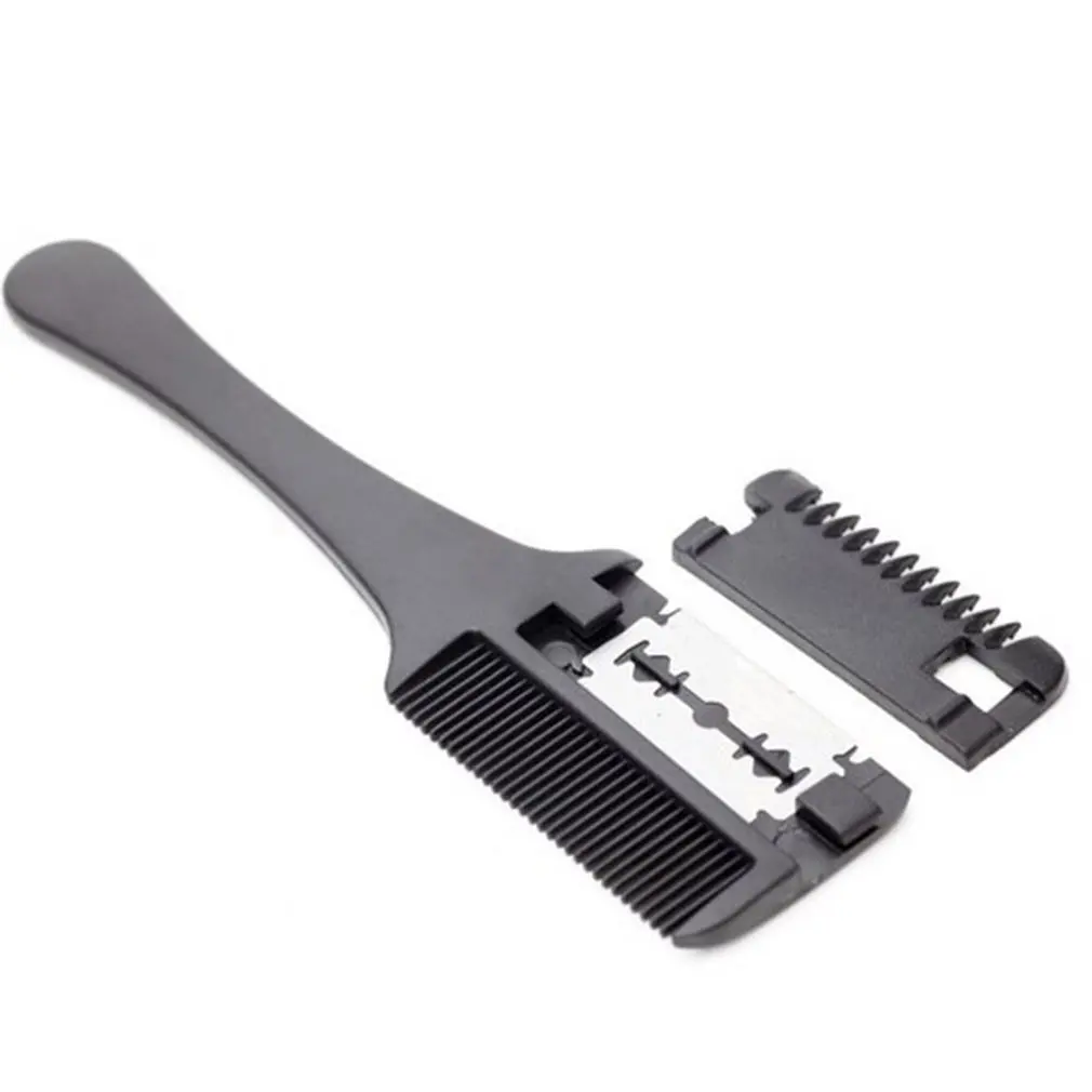 

Hair Razor Comb Shaving Blades Black Handle Hairdressing Double Sided Hair Styling Razor Cutting Thinning Comb Tool
