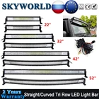 Прямаяизогнутая трехрядная светодиодная балка дальнего света для внедорожников 22 32 42 52 дюйма, светильник бинированная балка 12 В 24 В для грузовиков 4x4 УАЗ КАМАЗ вездеходов 4wd