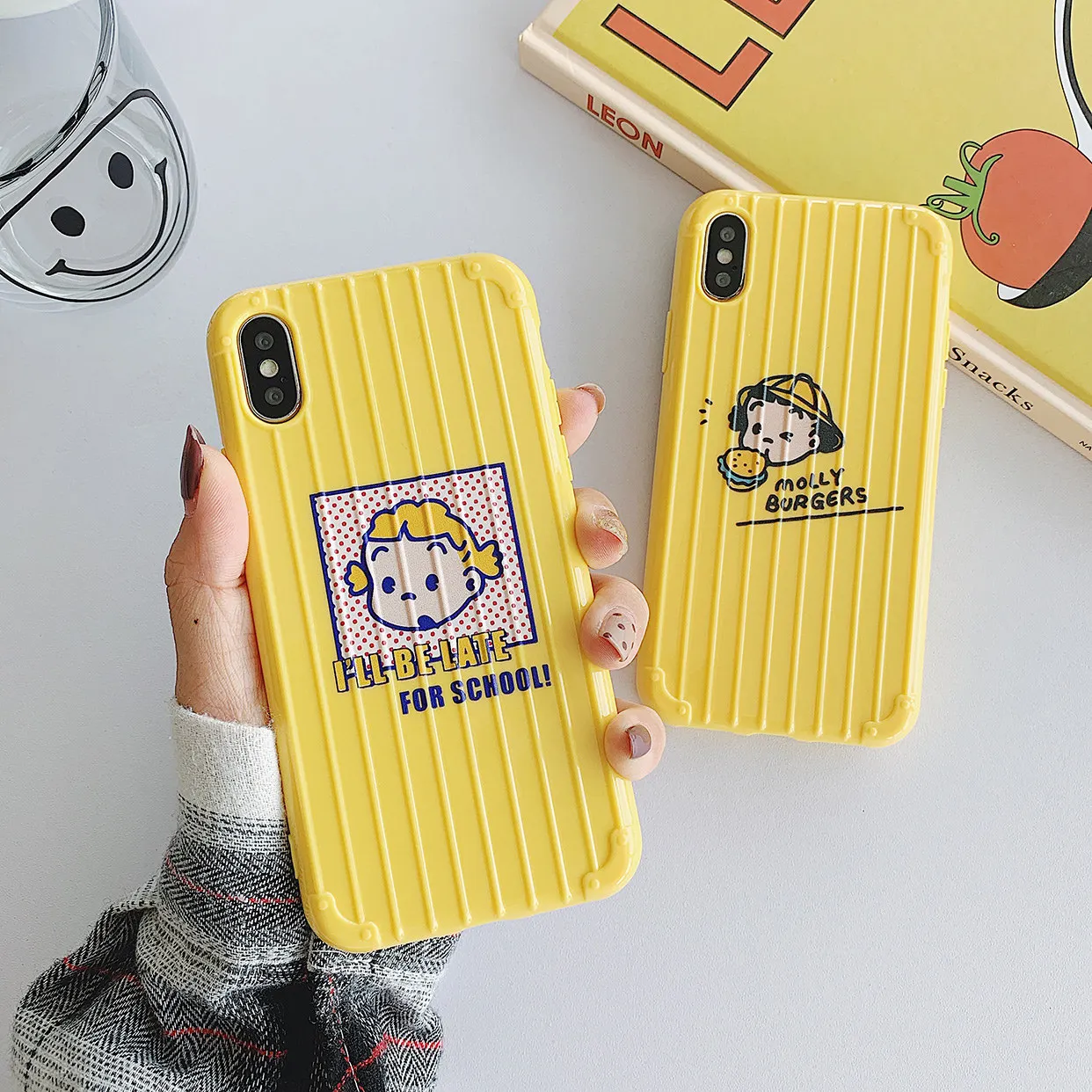 For Iphone 6 7 8 S Plus X XR XS XSMAX Pretty Yellow Cute Cartoon Girl Apple Phone Fitted Case Silicone Cover Luggage Style |