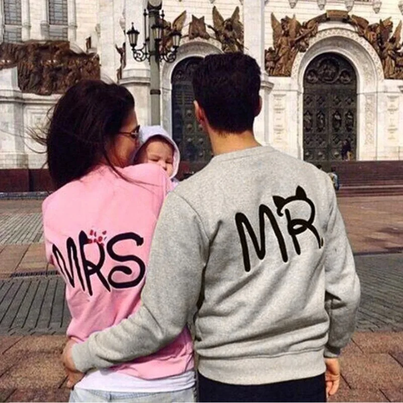 Letter MRS Mr Hoodies Sweatshirts 2022 Women Casual Kawaii Harajuku New Sweat Punk For Girls Clothing European Tops Korean
