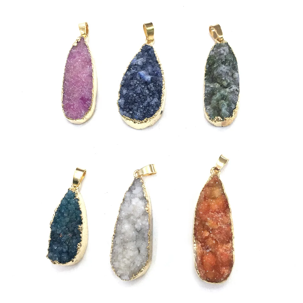 

Natural Agates Pendants Waterdrop Shape Colorful Crystal Agates Stone Charms for Jewelry Making Necklace Bracelet Gift