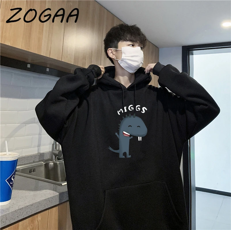 

ZOGAA Trendy Men's Hoodie Harajuku Thicken Cartoon Dinosaur Casual Streetwear Sweatshirt Hip Hop Youth Men's And Women's Wear