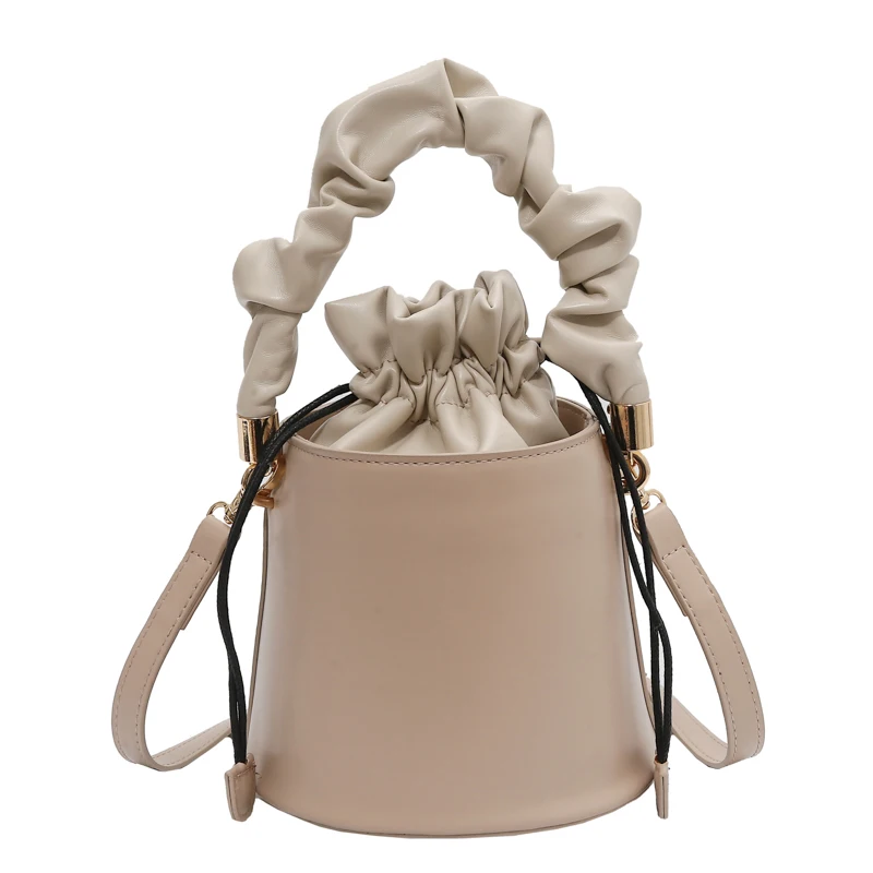

PU Leather Bucket Crossbody Bags for Women New Solid Color Girls Soft Handle Hand Bag Ladies Branded Trending Shoulder Handbags
