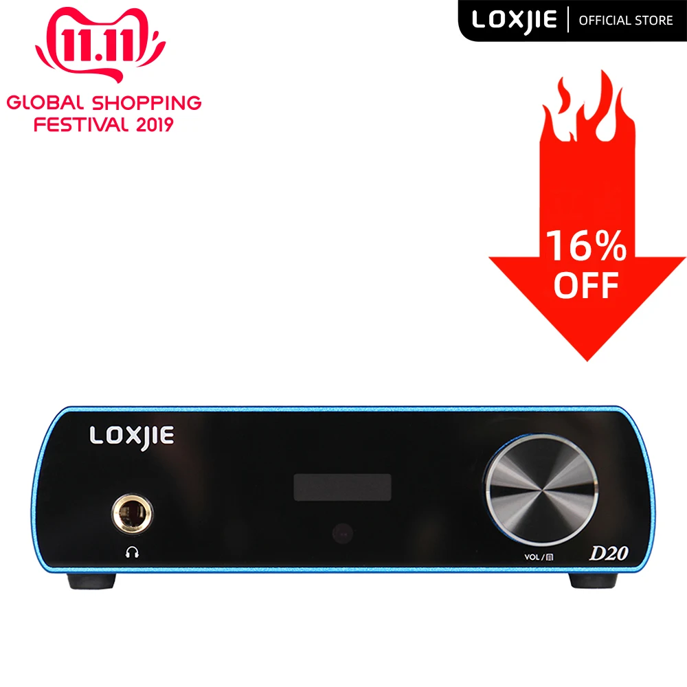LOXJIE D20 Audio DAC Desktop Digital to Analog Converter& Headphone Amp Chip AK4497 Support 32bit/768kHz DSD512 OLED Display