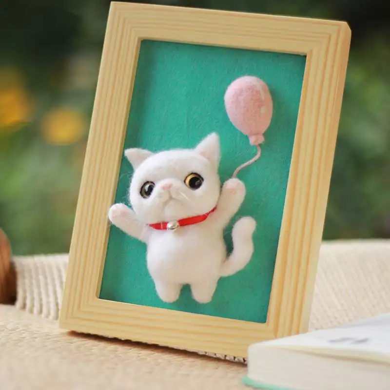 Шерстяной войлок Набор Diy кошка рамка для фотографий, искусство иглы Войлок Набор для украшения ручной работы