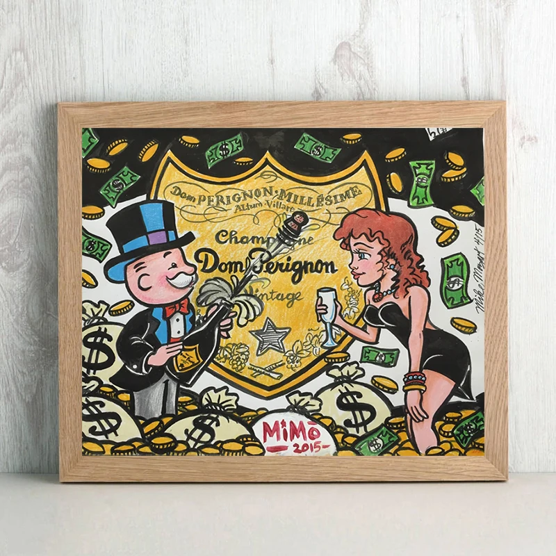Майка Mozart шампанское деньги плакат Monopolyingly Картины на холст Современная