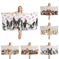 fashion microfiber towel cute pet puppy pug yorshire dogs prints swimmingsweatbeach towels quick dry gym yoga toallas 2021