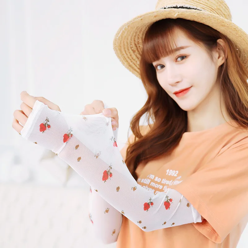 Перчатки для вождения автомобиля с защитой от УФ-лучей принтом Маргариток и