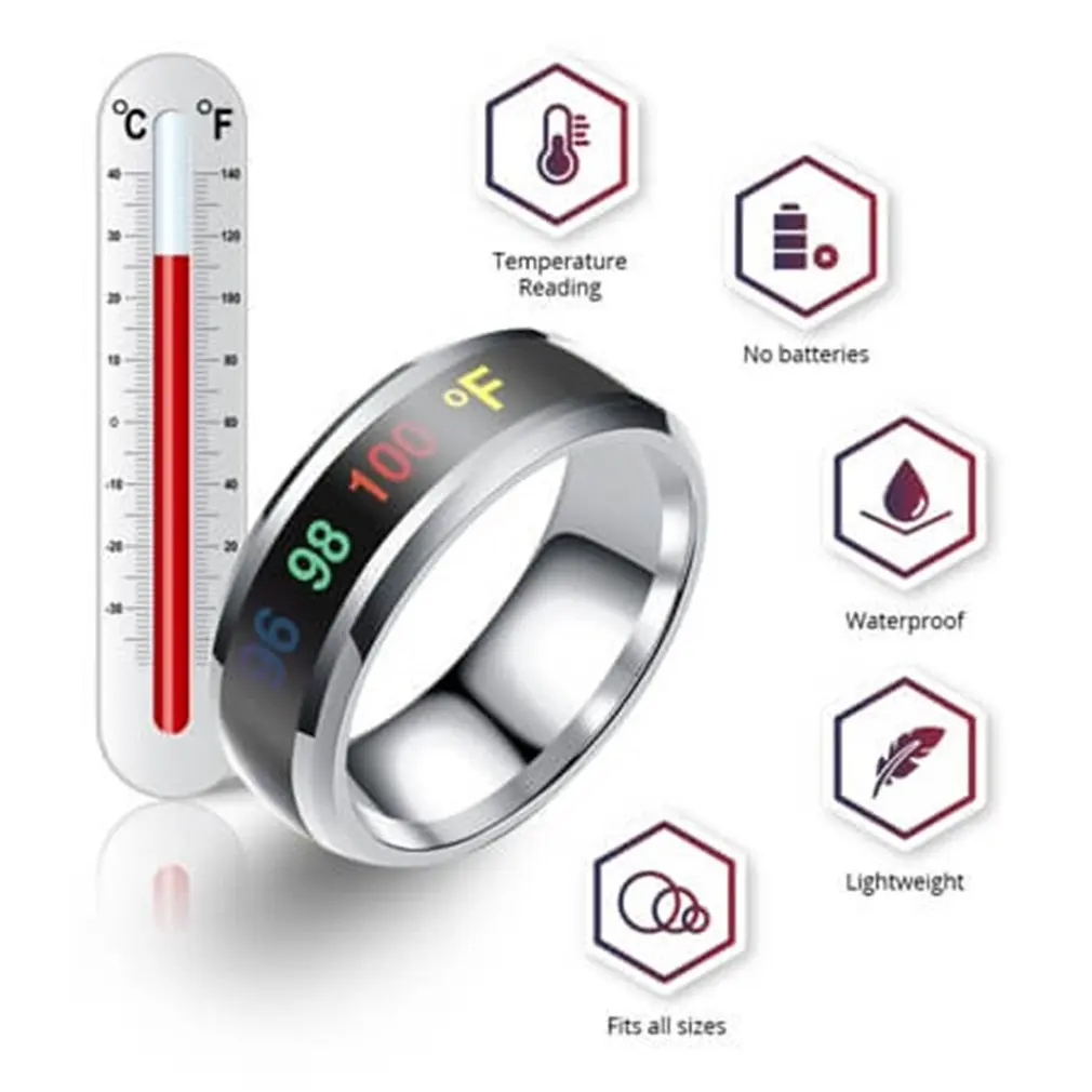 Temperature Ring Titanium Steel Mood Emotion Feeling Intelligent Sensitive Rings for Women Men Waterproof Jewelry | Украшения и