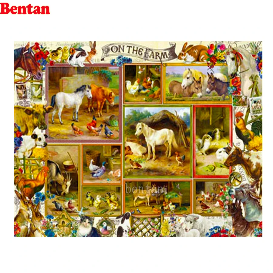 

5D алмазная живопись, алмазная вышивка, корова, лошадь, животные, ферма, картина стразы, Diy Алмазная мозаика для украшения, ручная работа, пода...