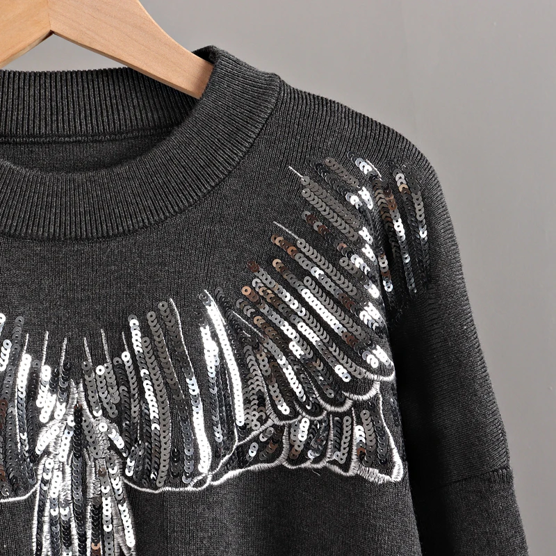 GIGOGOU/Роскошный вязаный женский свитер с блестками Спортивные костюмы Пуловер