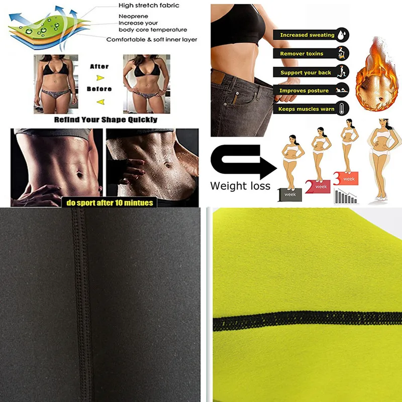 

2020 Women Body Shaper Neoprene Sauna Slimming Shirt Shapewear Waist Trainer Slimming Pants Weight Loss Fat Burning Vest + Pants
