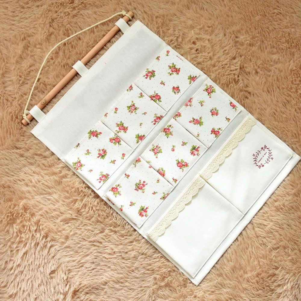 Маленькая Цветочная сумка из хлопка и льна с 8 карманами многофункциональная