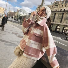 MISHOW шерстяное пальто женский осень зима новое пальто женская куртка с длинным рукавом повседневная клетка с коротким пальто MX18D9525 MISHOW шерстяное пальто женский осень зима новое пальто женская куртка с длинным рукавом повседневная клетка с коротким пальто MX18D9525