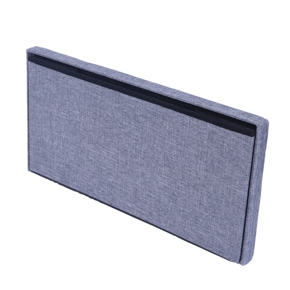 

Practical Hessian Rectangle Shape Surface with Leather Button Footstool Gray