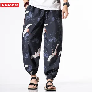 Мужские свободные брюки-шаровары FGKKS, повседневные спортивные штаны до щиколотки с принтом, уличная одежда