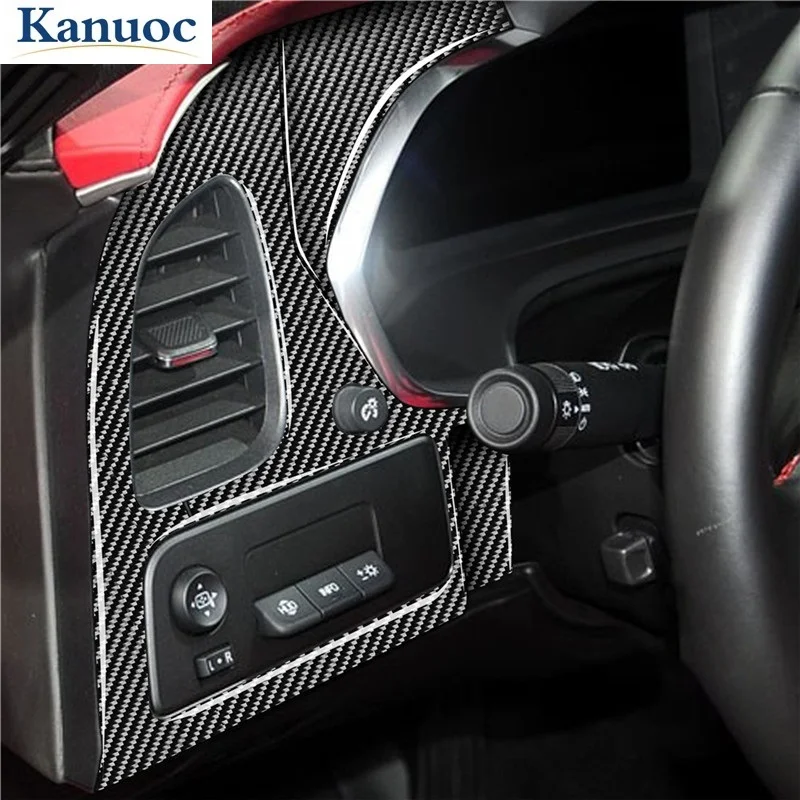 

Стайлинг автомобиля приборной панели левый воздух выход центральная консоль панель отделка наклейка для Chevrolet Corvette C7 2014-2019 углеродное воло...