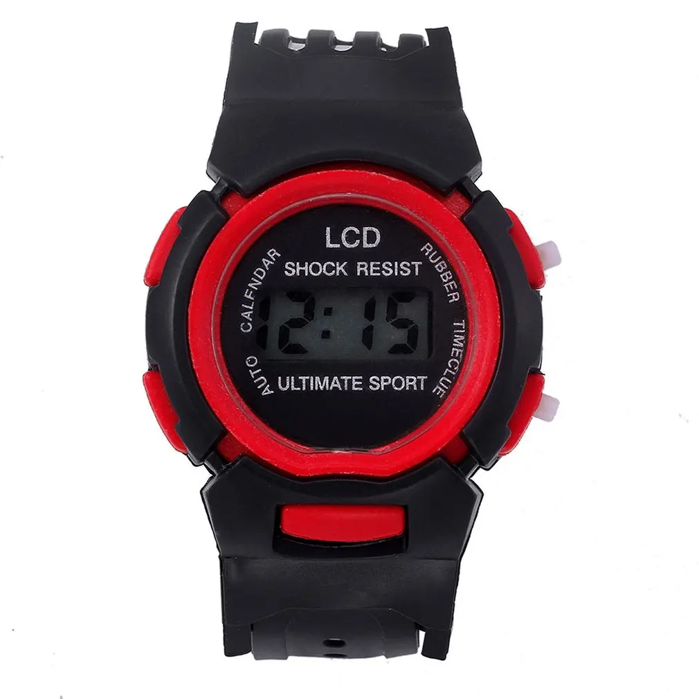 Цифровой ЖК дисплей фиолетовые милые детские наручные часы для девочек с