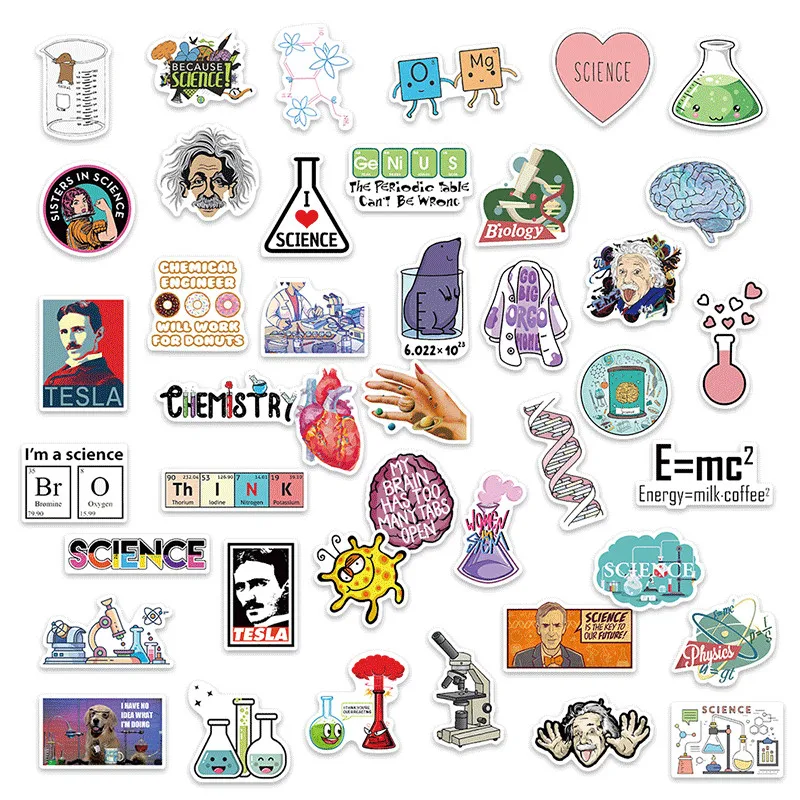 50 шт. лабораторные граффити наклейки s Эйнштейн креативные Веселые чемодан