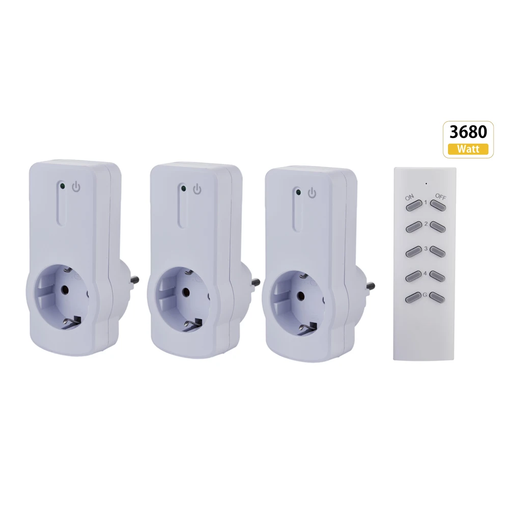 16А 3680Вт 3 розетки EU Умная розетка с пультом дистанционного управления 433,92 Беспроводная выключатель света с вилкой для домашней сети.
