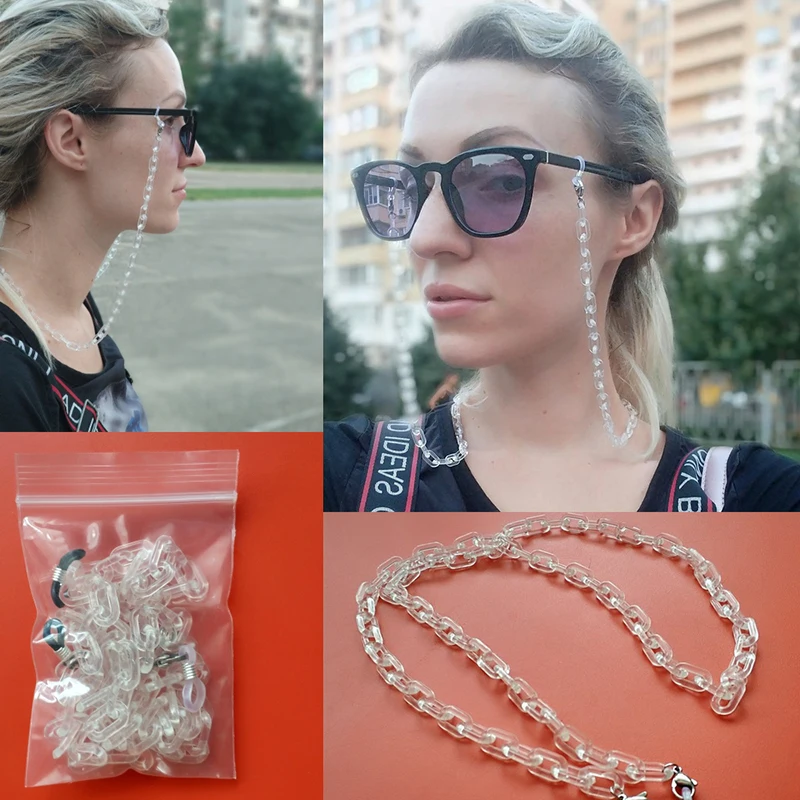 Леопардовый цвет, акриловый цепочка для солнцезащитных очков, шикарные женские цепочки для очков цепочка для очков для чтения, держатель шнура, ремешок на шею 70 см