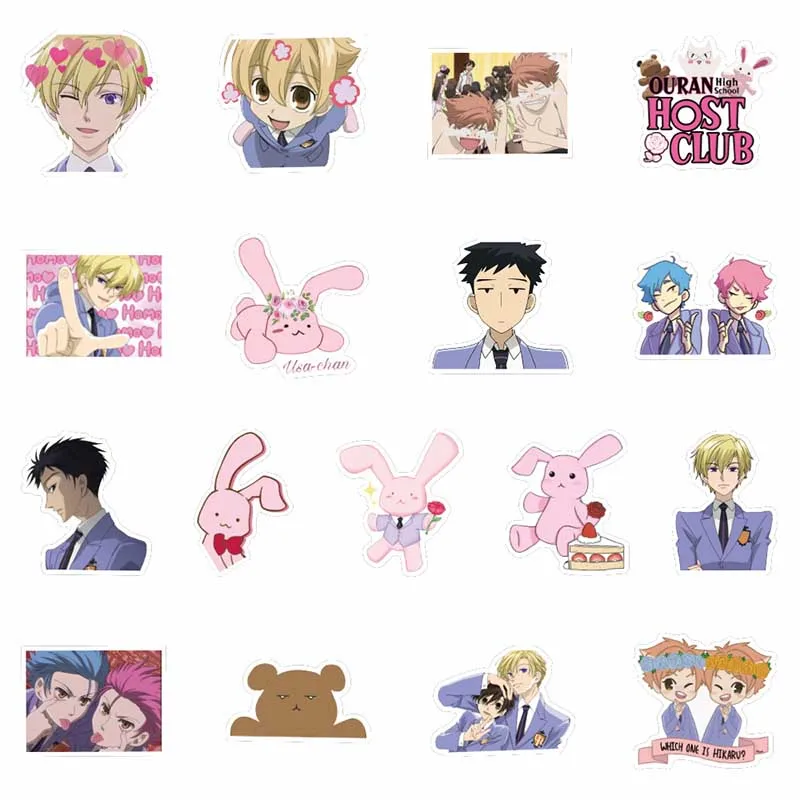 Pegatina de Anime Ouran High School, adhesivo de Anime cl&aacute;sico japon&eacute;s, calcoman&iacute;as impermeables, pegatina para monopat&iacute;n, maleta para port&aacute;til, 50 Uds.-1