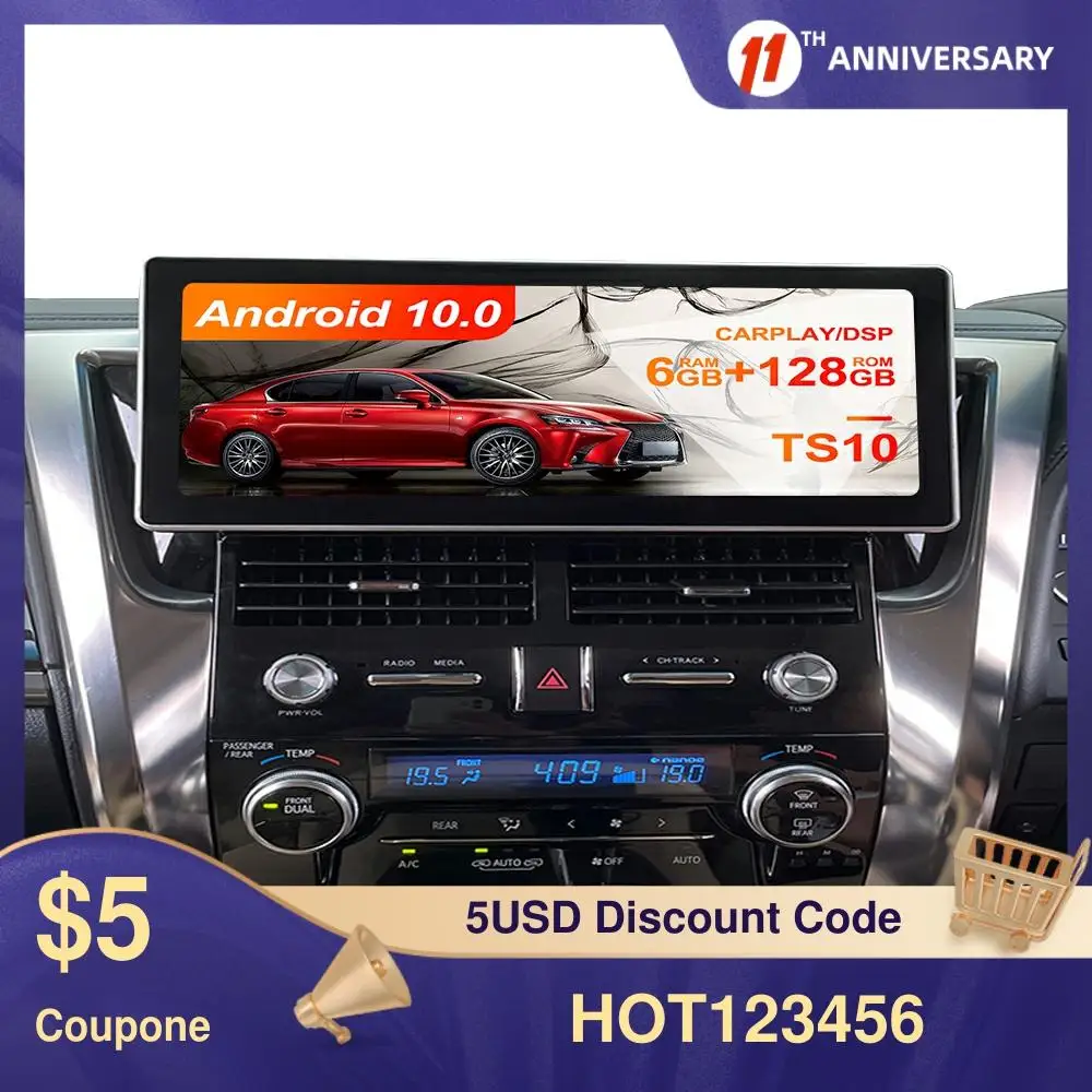 

Android 10.0 128 12.3 For Toyota Alphard 30 Car GPS Navigation Multimedia Player Auto Stereo Radio Tape Recorder HeadUnit 4G LTE