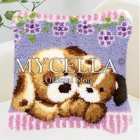 3d segment embroidery pillow latch hook animal dogs series diy wool latch hook rug kits handcraft carpet embroidery supplies