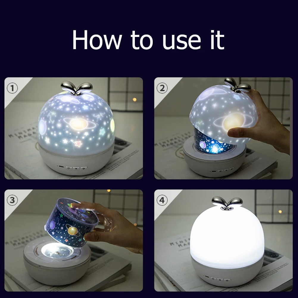

USB Starry Sky Projector Night Light Universe Planet Cartoon Pattern Rotating LED Projection Lamp Room Decoration Kids Baby Gift