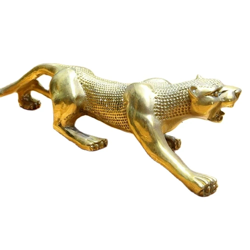 

Estatua enorme de cobre de latón puro, decoración artística de 10 pulgadas, Pantera de la suerte, leopardo