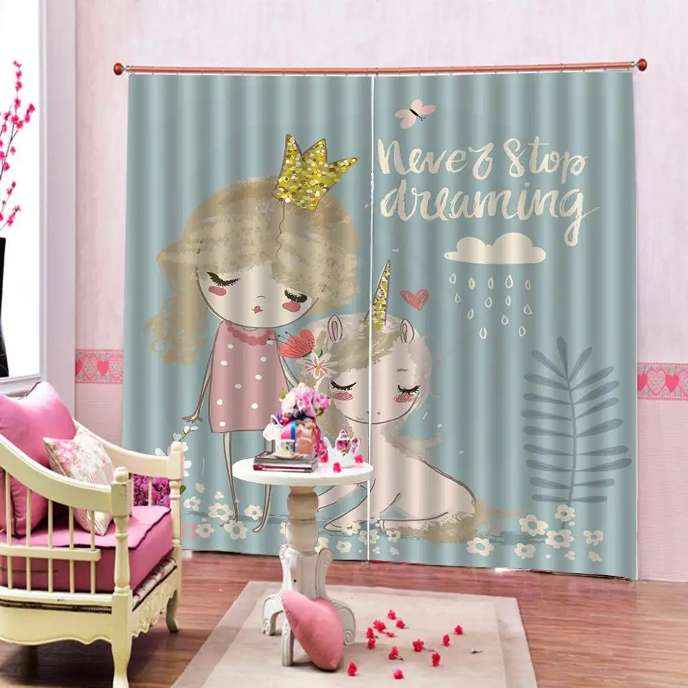 Decoration curtains Photo 3D Curtains for Living Room Window blue girls | Дом и сад