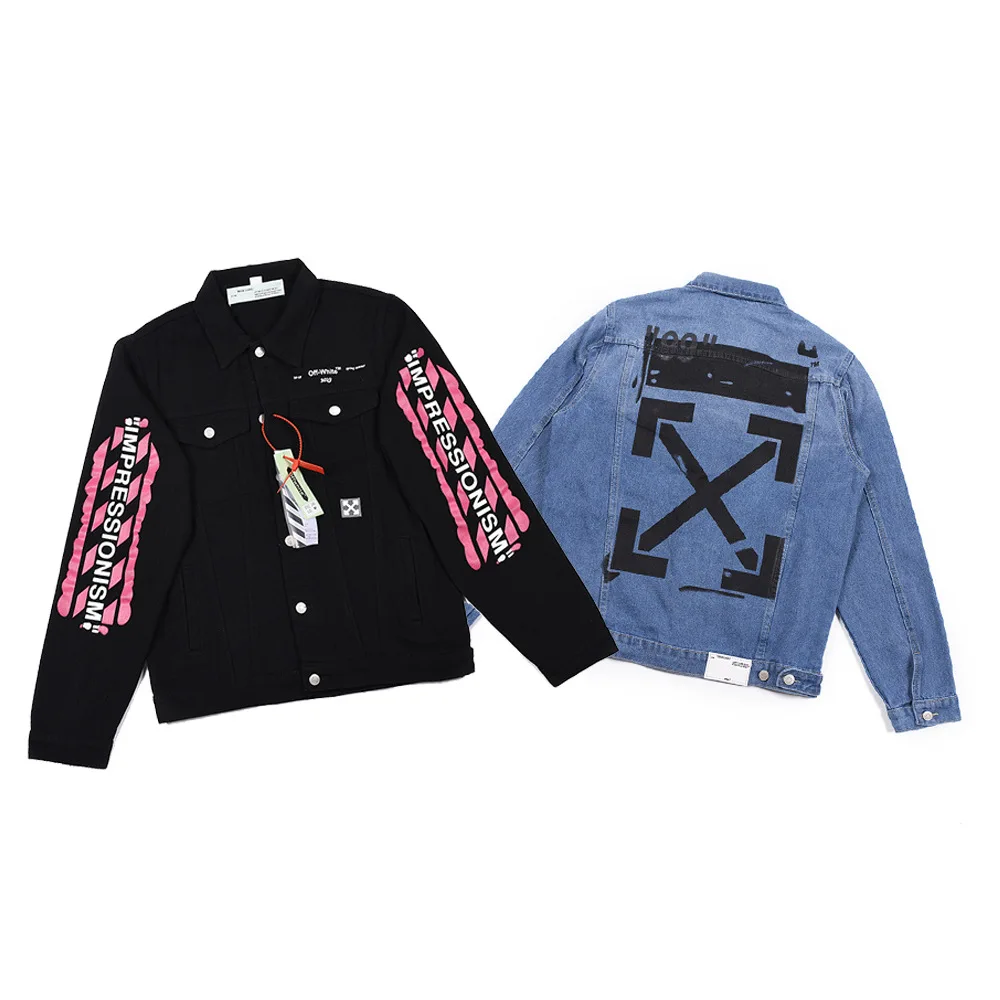 MIYU 2019 весна лето всплеск чернил джинсовая куртка граффити стрелы потертые