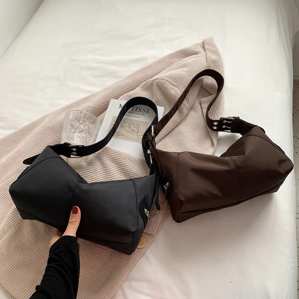 

Трендовая винтажная нейлоновая однотонная женская сумка на плечо, маленькие Дизайнерские Сумочки на молнии для подмышек