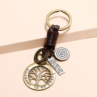 bronze lucky tree of li pendant leather keychain for ladies car key chain women men keyring holder handmade jewelry friends gift