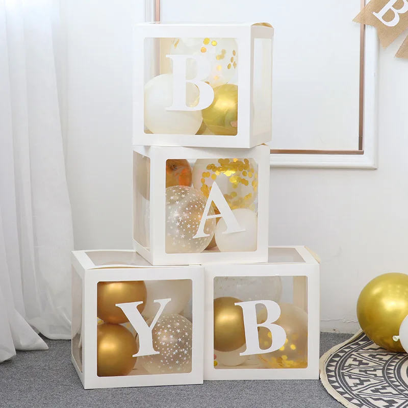 

30cm Transparent Balloon Box Baby One Blocks Boy Girl Party Gift Box Wedding Decoration Baby Shower Birthday Party Accessories