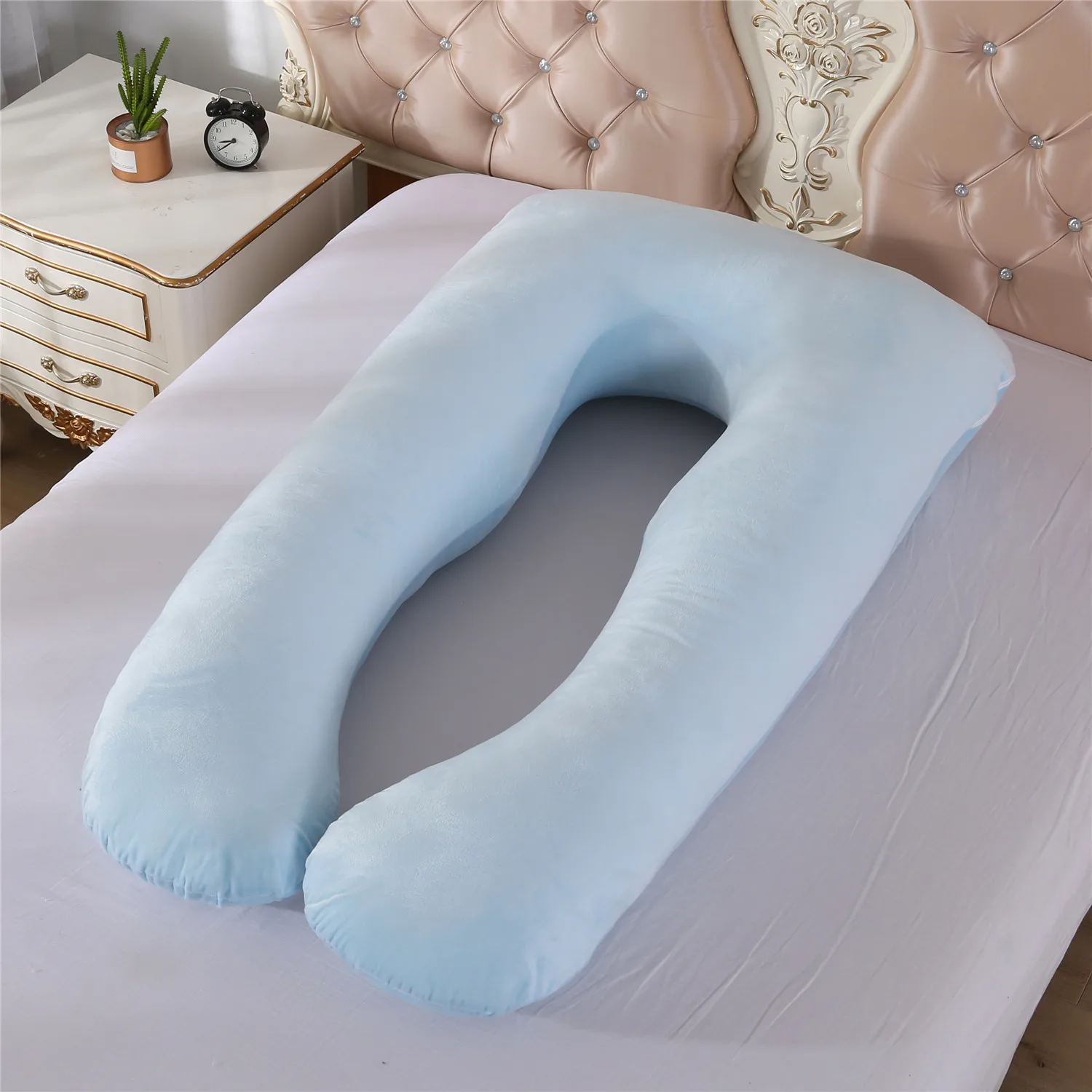 Plush Sky Blue Прямая поставка, подушка для сна для беременных женщин, плюшевая наволочка, u-образная Подушка для беременных - Цвет: Plush Sky Blue