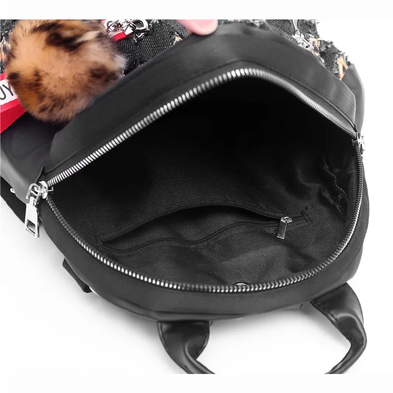 Женский рюкзак винтажный из потертой джинсовой ткани с вырезами школьная сумка