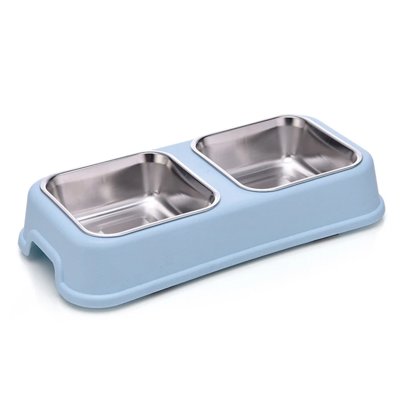 

517E Двойная маленькая еда для собак и миска для воды для щенков двойное использование кормушка для домашних животных с пластиковой подставкой для кошек