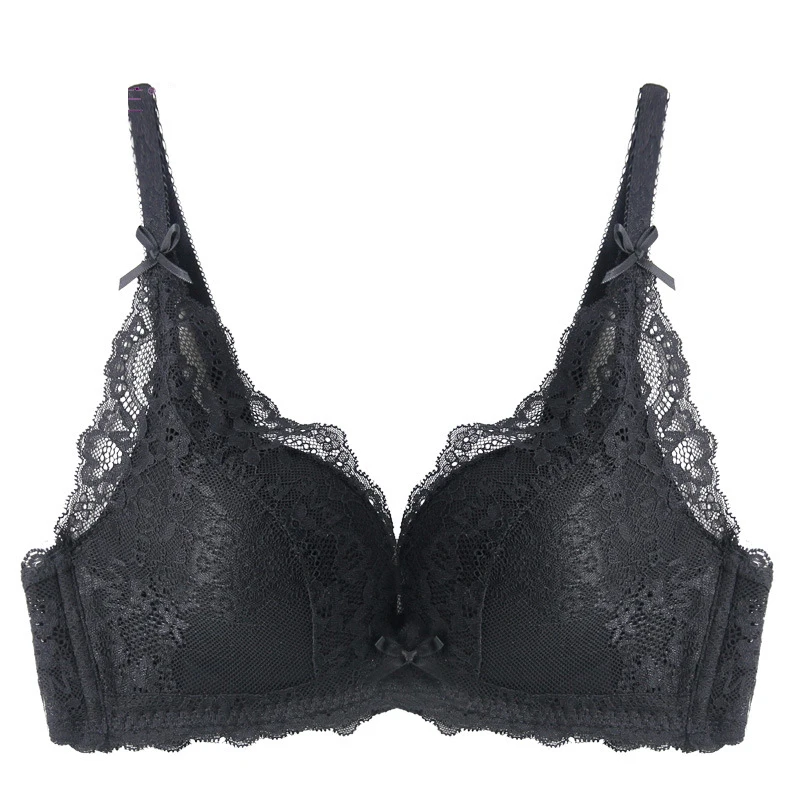 

Классический черный бюстгальтер E lovegirl, сексуальный бюстгальтер пуш-ап, кружевное нижнее белье с вышивкой, женское тонкое нижнее белье, бюст...