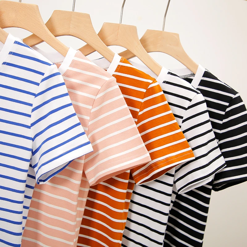 Новинка 2020 95% хлопчатобумажные дизайнерские футболки полосатые повседневные