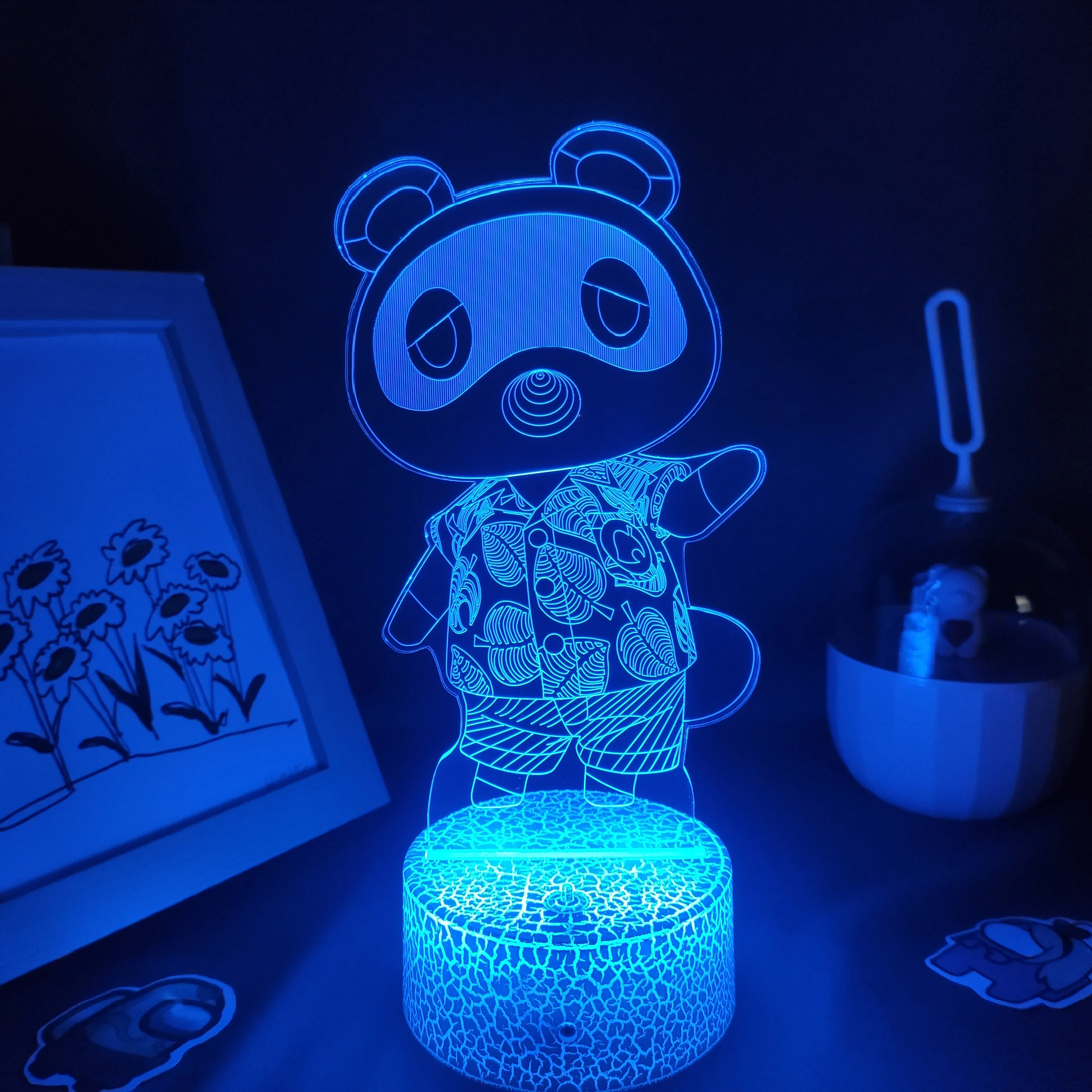 3D светодиодные лампы с пересекающимися животными персонажами Tom Nook RGB ночные