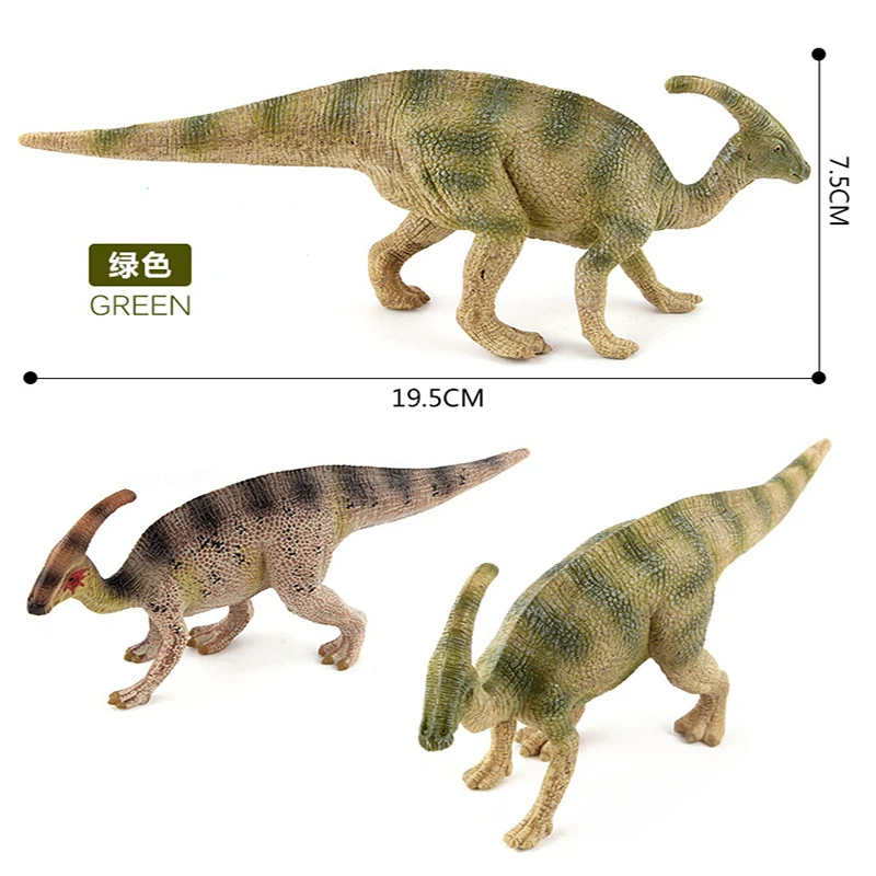 1 шт., 19,5 см, модели динозавров параауролофа, зеленые и коричневые игрушки-животные, подарки, украшения