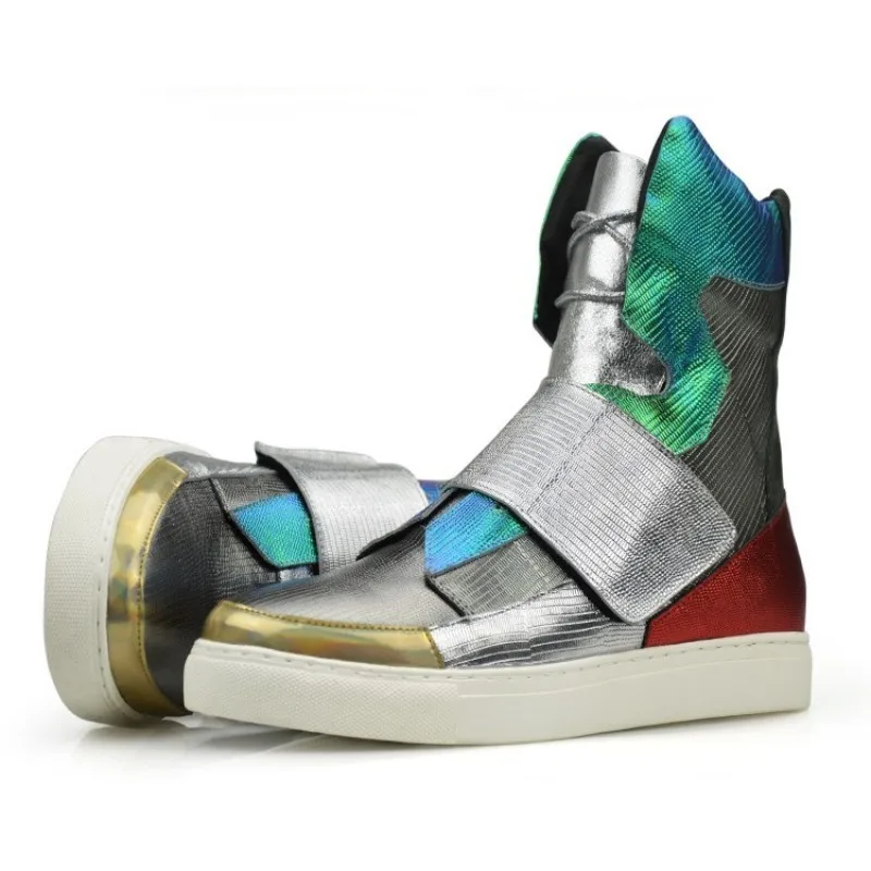 Мужские Ботильоны из натуральной кожи высокие брендовые роскошные кроссовки